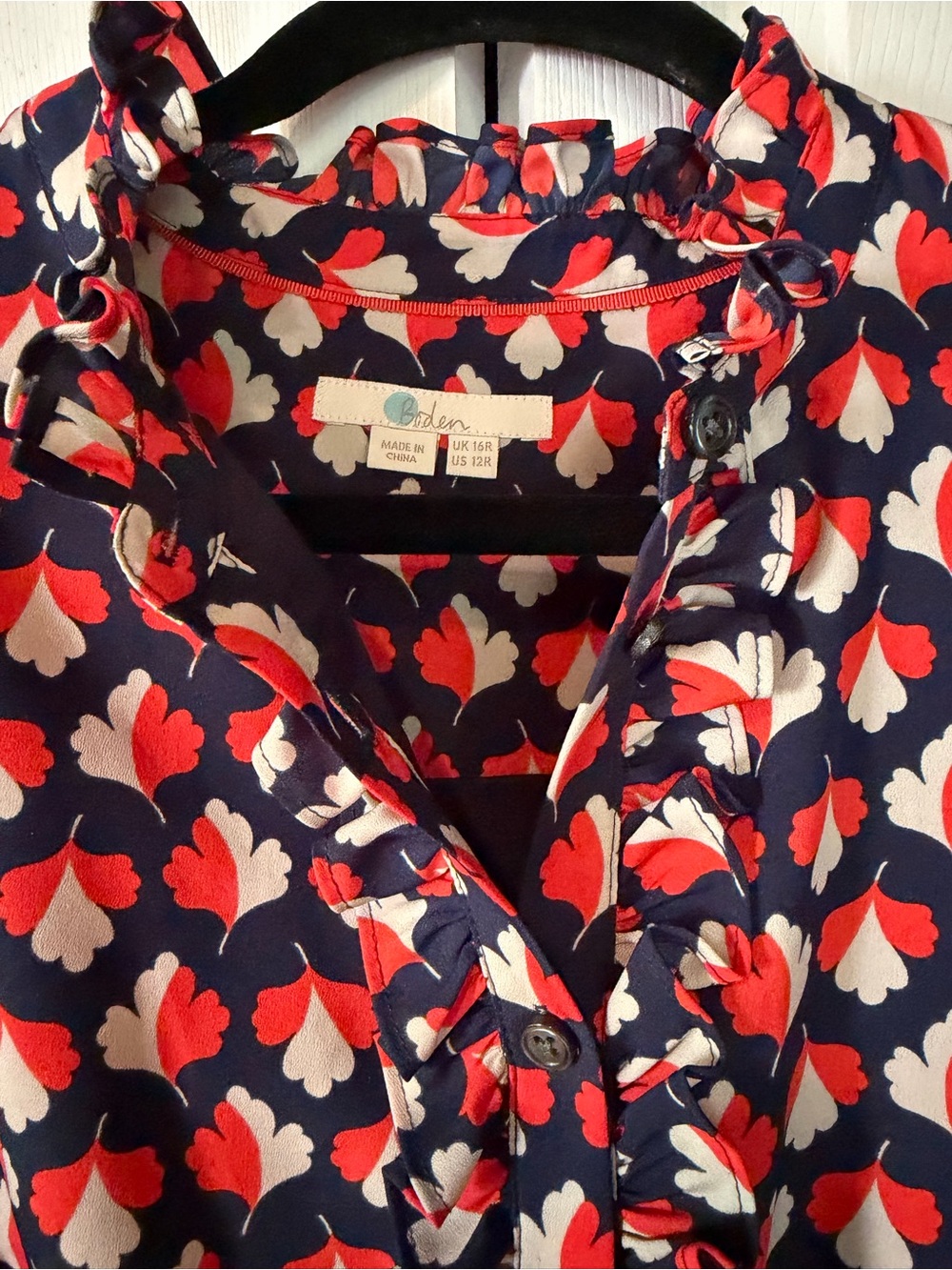 Boden Navy, Red and White Maxi Dress with Heart Print - Picture 5 of 7